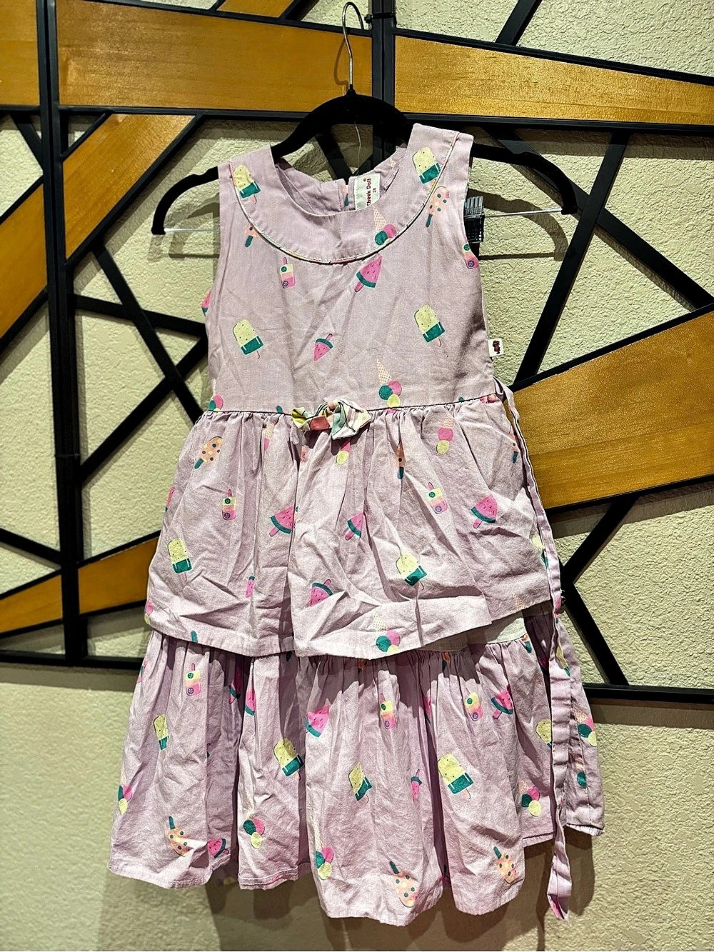 Cheek Doll Girls Pink Printed Layered Dress Size 28